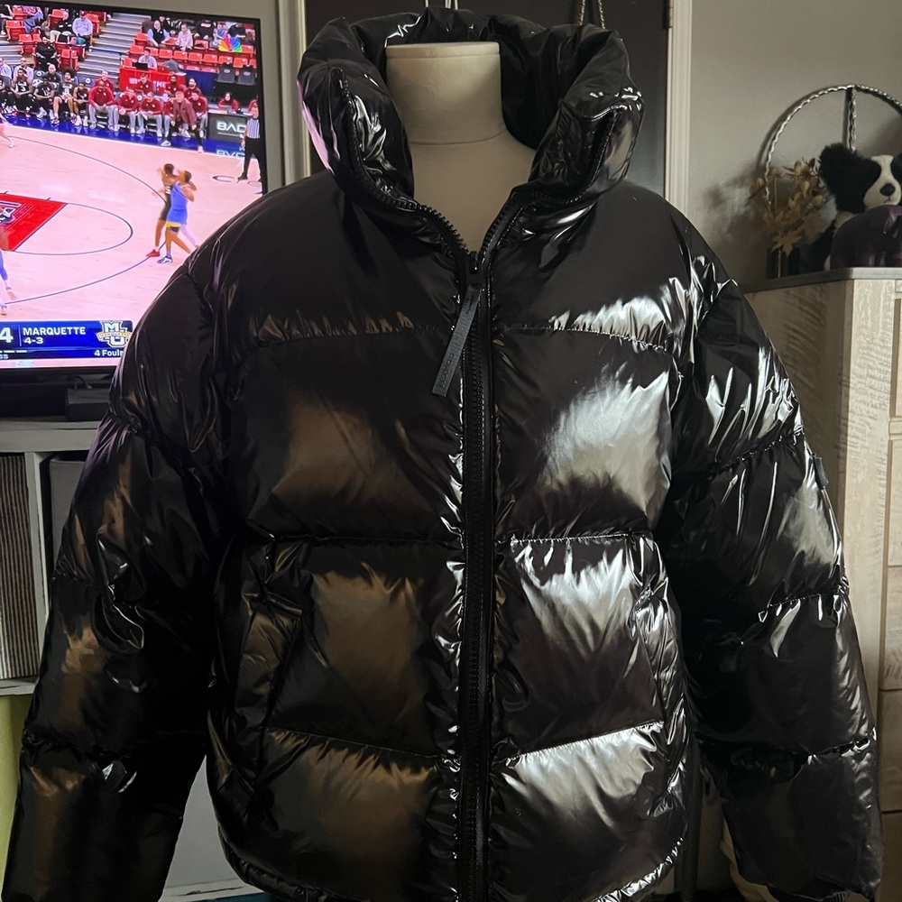Coach Glossy Black Puffer Jacket